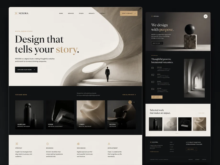 Nexora studio website mockup